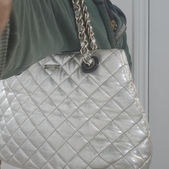 Kate Spade Purse Leather Gold Metallic Shoulder Bag Large - Picture 2 of 7